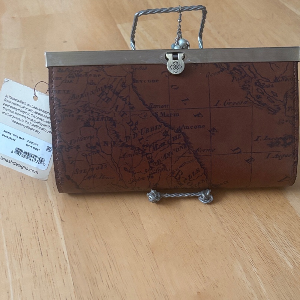 Patricia Nash Brown Leather Map Briefcase